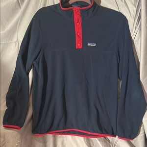 Patagonia Dark Blue and Red Fleece Pullover